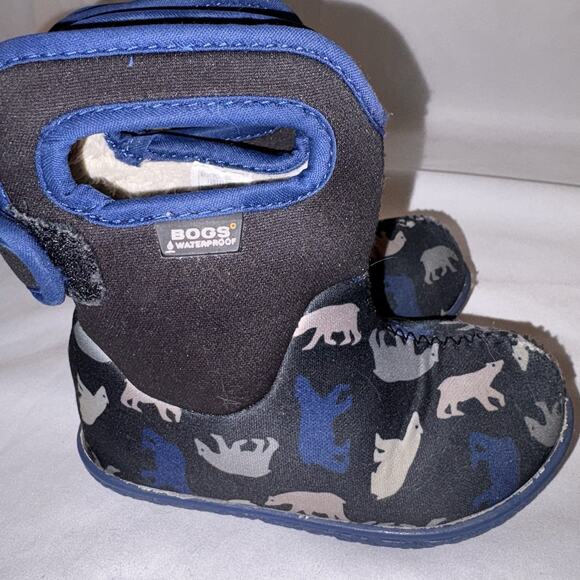 BOGS Wellies Boots Infants Fur Lined Waterproof Wellingtons Navy Polar Bear 7US - Picture 3 of 7